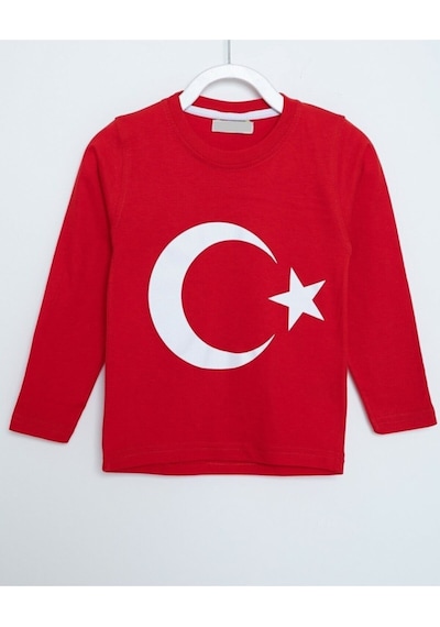 Nacar Store Kız-erkek Çocuk Ve Yetişkin Baskılı Uzun Kol 29 Ekim 19 Mayıs 23 Nisan 10 Kasım Tişört Kırmızı-beyaz