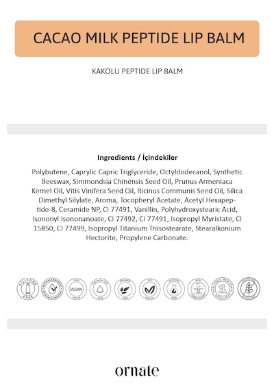 Peptide Lip Balm Cacao Milk , Nemlendirici, Parlatıcı Lip Balm Kakao Ceramide Vitamin E 15ml 868 Cacao Crush