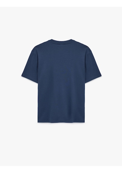 Koton Regular Fit Kısa Kollu Bisiklet Yaka Baskılı Pamuklu Tişört Lacivert 6sam10113mk Lacivert