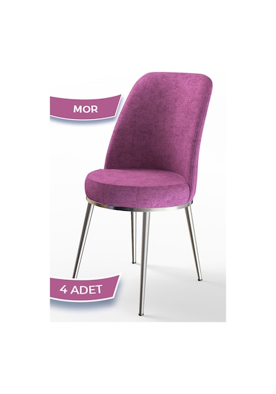 Canisa Concept Dexa Serisi Mor Renk 4 Adet Sandalye, Renk Mor, Ayaklar Krom Mor