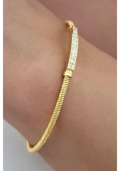 Altın İşçiliğinde Gümüş Zirkon Taşlı Bileklik