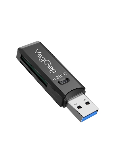 VegGieg Usb 2.0 SD ve Micro SD Hafıza Kart Okuyucu Siyah