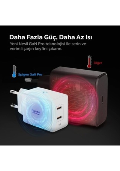 47w Usb-c 2 Portlu Mini Hızlı Şarj Aleti İle Isı Düşürücü