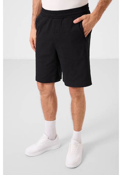 Tommylife Siyah Standart Fit Dokuma Hafif Esnek Chino Erkek Şort - 81289 Siyah