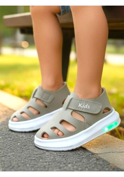 Ellaboni Işıklı Cırt Cırtlı Kız Çocuk Beyaz Yumuşak Ortopedik Taban Spor Sandalet Terlik Haki Ellaboni Işıklı Cırt Cırtlı Kız Çocuk Beyaz Yumuşak Ortopedik Taban Spor Sandalet Terlik Haki