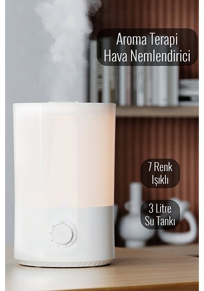 3 Litre Ultrasonik Oda Hava Nemlendirici 7 Renk Ledli Aromatera