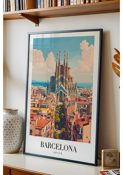 Barcelona Spain Vintage Seyahat Posteri Çerçeveli Tablo - Premium Sagrada Familia Elit Duvar Dekoru Siyah Barcelona Spain Vintage Seyahat Posteri Çerçeveli Tablo - Premium Sagrada Familia Elit Duvar Dekoru Siyah