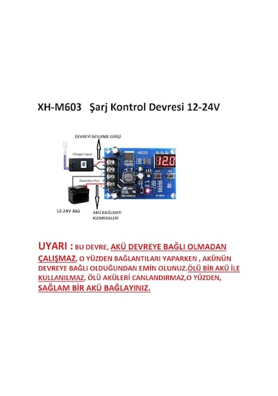 Xh-M603 Şarj Kontrol Devresi 12-24V Akü Şarj Kontrol Modülü Güne N11.4176