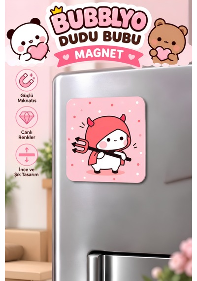 Dudu Bubu Dekoratif Buzdolabı Magneti 6x6 Cm Kırmızı