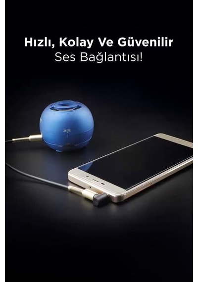 Premium Müzik Keyfi Cihaz Bağlantı Şarj Kablosu Audio Stereo 3.5 Aux Kablo Xf09 Siyah