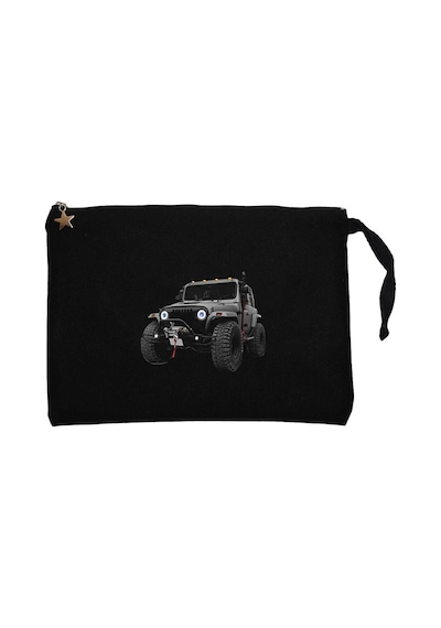 Jeep CJ Mahindra Siyah Clutch Astarlı Cüzdan / El Çantası Siyah