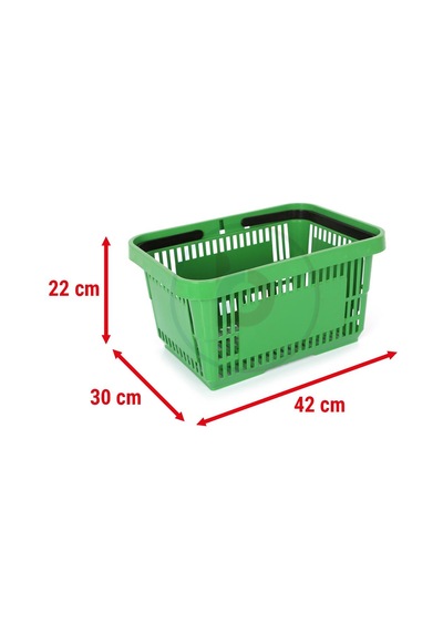 10 Adet 22 Lt Plastik Alışveriş Sepeti - Market El Sepeti Kırmızı
