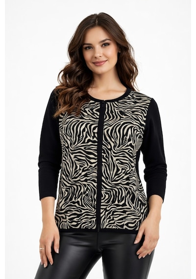 Gürkan Kadın Zebra Desen Triko Kazak Bgl-st05286 Krem