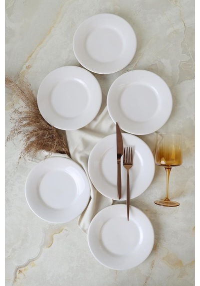 Beyaz Linda Pasta Tabağı 19 Cm 6 Adet 006 Çok Renkli