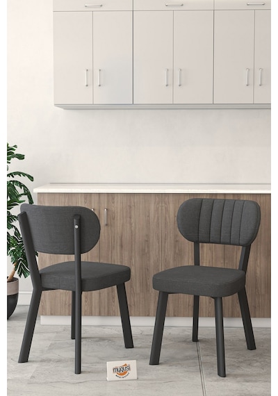 Gnr 90cm Sabit Efes Mutfak Masası Takımı, Yemek Masası, 4 Modern Antrasit Sandalye Antrasit
