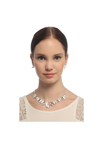 Tkly01923 Yaprak Motif Gerdan Kolye Küpe Set Çok Renkli
