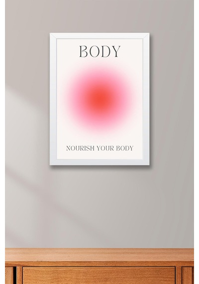 Nourish Your Body Çerçeveli Tablo Kırmızı Pembe Aura Enerji Renkleri - Bedenine İyi Bak