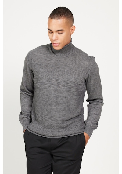 AC&Co / Altınyıldız Classics Erkek Grı Melanj Standart Fit Normal Kesim Tam Balıkçı Yaka Jakarlı Triko Kazak Gri Melanj AC&Co / Altınyıldız Classics Erkek Grı Melanj Standart Fit Normal Kesim Tam Balıkçı Yaka Jakarlı Triko Kazak Gri Melanj