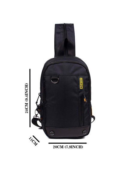 Newish Polo Erkek Kumaş Çapraz Göğüs Ve Omuz Çantası New158 - Siyah - Sarı