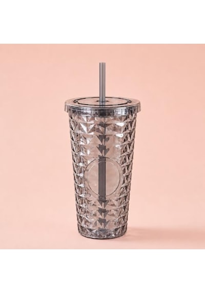 Pipetli Mika Bardak 500 Ml, Kapaklı Ve Pipetli İçecek Bardağı, Soğuk Kahve Meşrubat Smoothie Ve Günlük Kullanım İçin Pratik Plastik Bardak Siyah Açık Beyaz