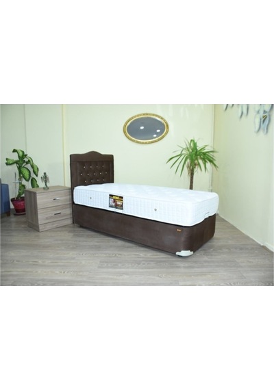 Bengimobilya Baza Başlık Tay Tüyü Acı Kahve Kumaş Ortopedik Cotton Yatak 90*19