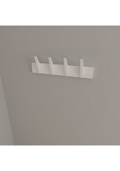 Hepsi3boyutlu Modern Duvar & Kapı Kanca Askılık - 4 Adet Beyaz Kanca Askılık - Model No : 4 Beyaz