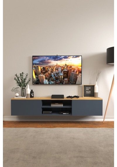 B3 Concept Nort Serisi Anrasit Safir Meşe 2 Kapaklı Duvar Tipi Tv