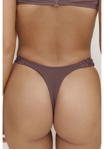 Mai Collection Mai Studios Co. Zahira Yan Büzgü Detaylı Brezilyan Kahve Bikini Altı Kahve
