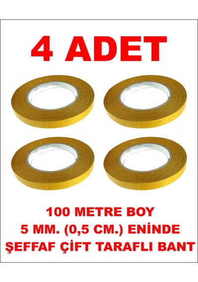 Çift Taraflı Şeffaf Bant 100 M. 5 Mm 4 Adet