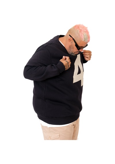 Mode Xl Battal Beden Bis Yaka Sweat 4 U25809 Lacivert