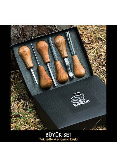 Beavercraft Sc05 6 Parça Avuç İçi Iskarpela Seti Ahşap Oyma Bıçak Keski Takımı