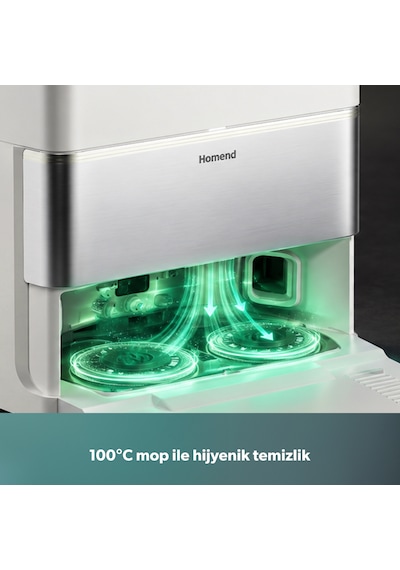 Homend Alex 40 Otomatik Boşaltım Sistemli Moplu 28.000 Pa Robot Süpürge Beyaz