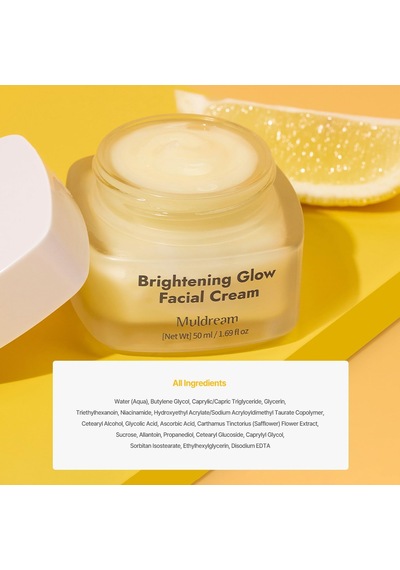 Brightening Glow Facial Cream Aha Ve C Vitamin Canlandırıcı Aydınlatıcı Nemlendirici Krem Kore 50ml