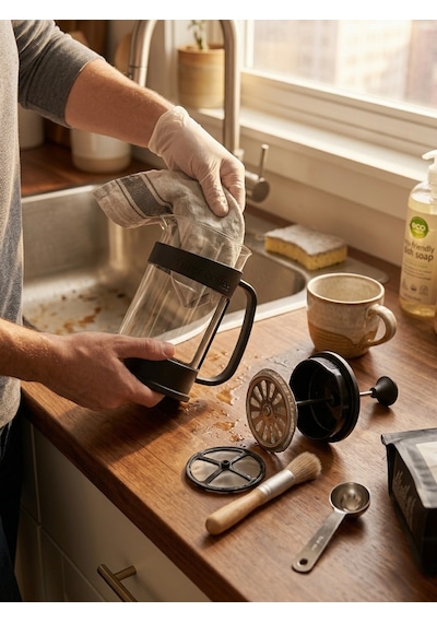 400 Ml French Press Borosilikat Cam Kahve Ve Bitki Çayı Demleme Filtresi - Siyah