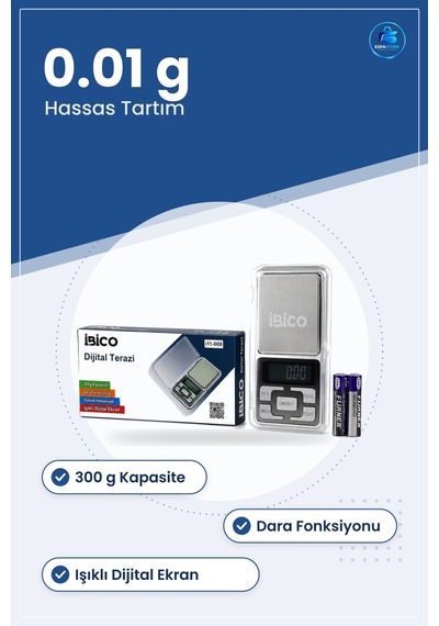 Terazi Mini Hassas Dijital 300g 0.01g Şeffaf Kapaklı Cep Tipi Tak