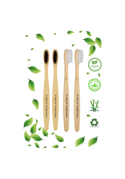 Pharma Acqua 4 Lü Set -2 Adet Beyaz 2 Adet Siyah Bambu Diş Fırçası
