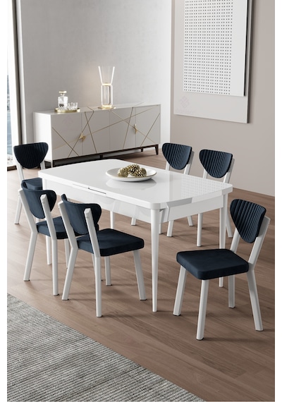 Canisa Exve Serisi 80x132 Açılabilir Beyaz Masa Takımı Ve 6 Antrasit Sandalye Masa Beyaz Sandalyeler Antrasit Canisa Exve Serisi 80x132 Açılabilir Beyaz Masa Takımı Ve 6 Antrasit Sandalye Masa Beyaz Sandalyeler Antrasit