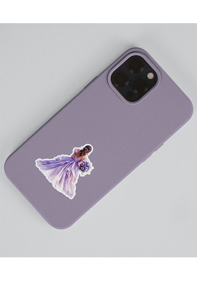 Journal Süsleme-mor Lady- Ajanda Defter Süsleme-violet Lady-vintage Sticker Set Mat Kağıt - 2li Etiket Seti Sarı