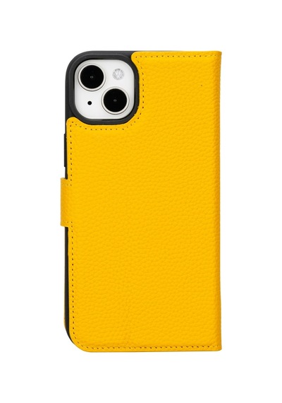 Plm Apple İphone 15 Plus Uyumlu Deri Cüzdanlı Kılıf Mwwn Fl12 Sarı Acı Kahverengi