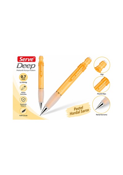 Deep Pastel Hardal Sarısı 0.7 Mm Mekanik Kurşun Kalem Versatil Kalem