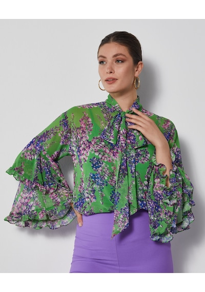 Serpil Exclusive Çiçek Desenli Kadın Gömlek - Fular Yaka - Kat Kat Kol Tasarımlı - Modern Ve Şık - Günlük Ve Özel Davetler İçin Gömlek Yeşil Serpil Exclusive Çiçek Desenli Kadın Gömlek - Fular Yaka - Kat Kat Kol Tasarımlı - Modern Ve Şık - Günlük Ve Özel Davetler İçin Gömlek Yeşil