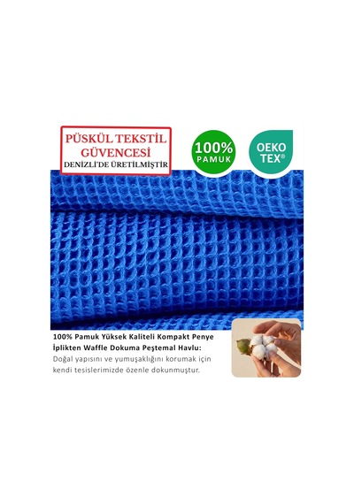 Püskül Lüks Waffle Plaj Havlusu Peştemal, 100% Pamuk Yumuşak Süper Emici İnce Hafif Kompakt Waffle Dokuma Plaj Ha 0 - 1 Yaş