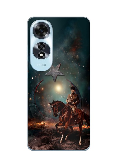 Oppo A60 Uyumlu Atatürk At Üstünde Zafer Baskılı Silikon Kılıf