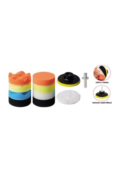 Rodex Pasta Cila Polisaj Süngeri Pedi Seti 115 Mm 11 Parça Set