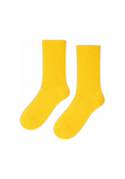 Carnaval Socks Düz Sarı Desensiz Renkli Spor Çorap Çok Renkli