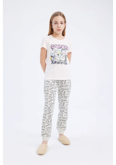 DeFacto Kız Çocuk Garfield Pijama Takımı Kısa Kollu Üst Beli Lastikli Uzun Alt E2223A825SMPN447 Pembe DeFacto Kız Çocuk Garfield Pijama Takımı Kısa Kollu Üst Beli Lastikli Uzun Alt E2223A825SMPN447 Pembe