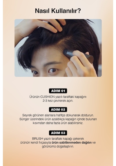 Suya Ve Tere Dayanıklı, Saç Cushion Topik + Fırça Dashu Daily Slim Quick Hair Line Cushion Black