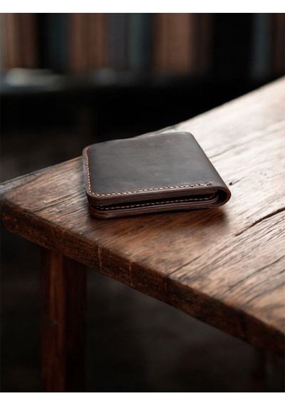 Parla Leather Bifold El Yapımı Hakiki Deri Baba Cüzdanı Taba