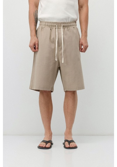 Vamos Basic Oversize Keten Şort Bej