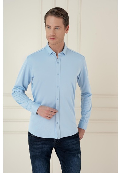 Efor G 1583 Slim Fit Mavi Klasik Gömlek Mavi